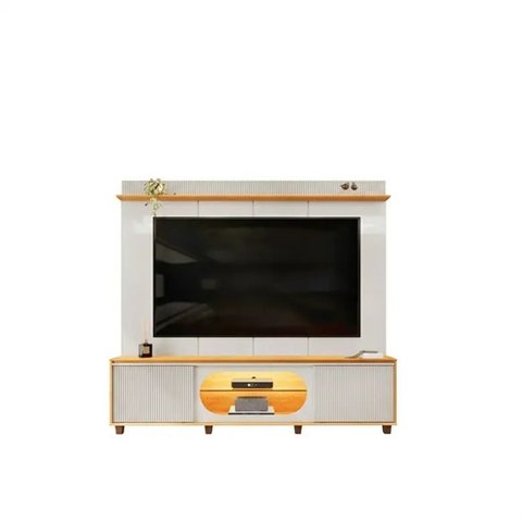 Home Maia 2 Portas Deslizantes Nicho Central com Led para Tv de Ate 75 Polegadas Bali Cedro - Dj