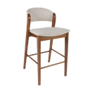 Ver imagem 1 de Banqueta Encosto em Madeira Estofado Linho Creme. Cor Natural