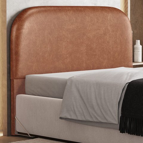 Cabeceira Cama Box Queen 160cm Orgânica Lanna W01 Couríssimo Camel - Lyam Decor