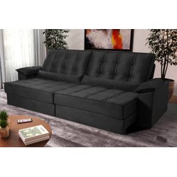 Sofá Retrátil Reclinável 300cm Ascari Suede Velut com molas Ensacadas - King House - 2