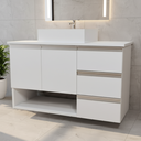 Ver mais imagens de Balcão Móvel Mdf Armário de Banheiro 80cm com Tampo/cuba Prt Branco Direito com Fundo