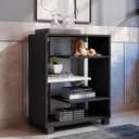 Ver imagem 2 de Armário Baixo Luna com Prateleiras Preto/branco - Móveis Leão