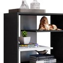 Ver imagem 3 de Armário Baixo Luna com Prateleiras Preto/branco - Móveis Leão