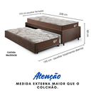 Ver imagem 2 de Bicama Box Solteiro 103x208 Suede Marrom com 2 Colchões Relax Adorabile Molas Ensacadas Ecoflex
