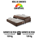 Ver imagem 6 de Bicama Box Solteiro 103x208 Suede Marrom com 2 Colchões Relax Adorabile Molas Ensacadas Ecoflex