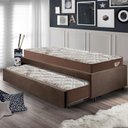 Ver imagem 3 de Bicama Box Solteiro 103x208 Suede Marrom com 2 Colchões Relax Adorabile Molas Ensacadas Ecoflex