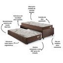 Ver imagem 4 de Bicama Box Solteiro 103x208 Suede Marrom com 2 Colchões Relax Adorabile Molas Ensacadas Ecoflex