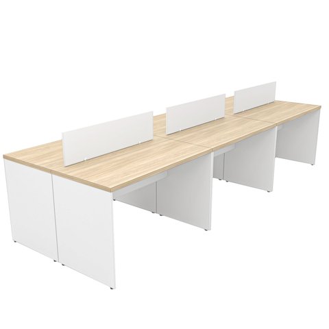Estação de Trabalho 6 Lugares Plataforma Mesa de Escritório 140x60cm - Dubai/Branco