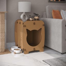 Mesa de Cabeceira Casinha Pet Gato Cat Mdf Natural - 2