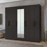 Guarda Roupa Casal com Espelho 8 Portas 4 Gavetas Andara Lopas Preto - 2