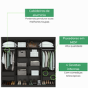 Ver imagem 5 de Guarda Roupa Casal com Espelho 8 Portas 4 Gavetas Andara Lopas Preto