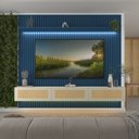 Ver imagem 1 de Estante Home para TV até 85 Polegadas Ripado com LED 100% MDF 250CMX228,8cm Nobre Native Azul