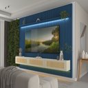 Ver imagem 7 de Estante Home para TV até 85 Polegadas Ripado com LED 100% MDF 250CMX228,8cm Nobre Native Azul