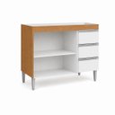 Ver imagem 4 de Balcão Gabinete de Pia 100 cm 2 Portas Andréia sem Tampo - AJL Móveis:Amêndoa/Branco