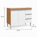 Ver imagem 2 de Balcão Gabinete de Pia 100 cm 2 Portas Andréia sem Tampo - AJL Móveis:Amêndoa/Branco