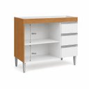 Ver imagem 3 de Balcão Gabinete de Pia 100 cm 2 Portas Andréia sem Tampo - AJL Móveis:Amêndoa/Branco