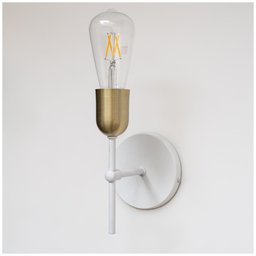 Arandela Parede Cabeceira Quarto e Lavabo Branco com Bronze - 5