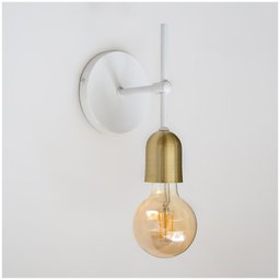 Arandela Parede Cabeceira Quarto e Lavabo Branco com Bronze - 7
