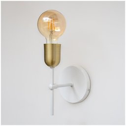 Arandela Parede Cabeceira Quarto e Lavabo Branco com Bronze - 8