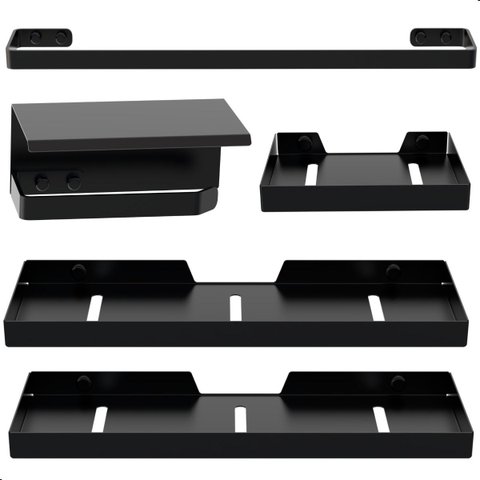 Kit Banheiro Inox Acessórios Preto 5 Peças Max 2 P. Shampoo