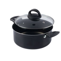 Caçarola Antiaderente Tampa Vidro 22cm 3l Preto Nacional - 1