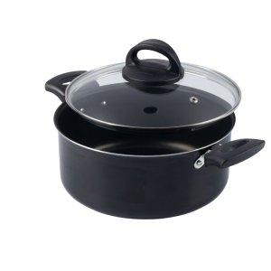 Caçarola Antiaderente Tampa Vidro 22cm 3l Preto Nacional