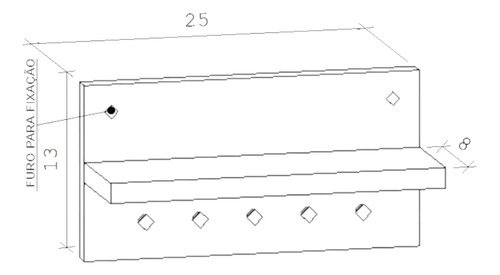 Porta Chaves de Parede com Organizador e Prateleira em Mdf - 7