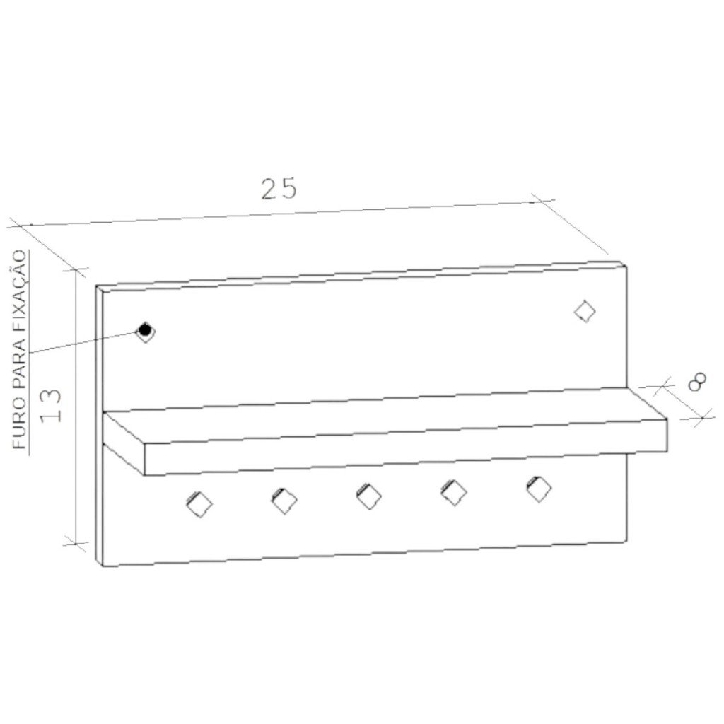 Porta Chaves de Parede com Organizador e Prateleira em Mdf - 11