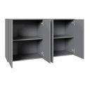 Ver mais imagens de Mesa Escrivaninha com Armários Aéreos 4 Portas 150cm Cinza Sagrado com Preto F5 Office