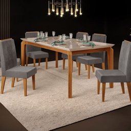 Conjunto de Mesa Dj Rouge 1,70X0,90 6 Cadeiras 278-001-967-022 - 1