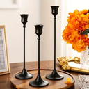 Ver imagem 2 de Kit 3 Castiçais Preto Decorativos em Metal para Velas – Suportes Elegantes para Decoração de Mesa, C