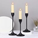 Ver imagem 3 de Kit 3 Castiçais Preto Decorativos em Metal para Velas – Suportes Elegantes para Decoração de Mesa, C
