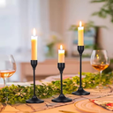 Ver imagem 1 de Kit 3 Castiçais Preto Decorativos em Metal para Velas – Suportes Elegantes para Decoração de Mesa, C