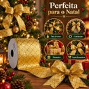 Ver imagem 4 de Fita Aramada Dourada Decorativa 6,3cm x 9,14m para Laços e Natal