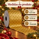 Ver imagem 3 de Fita Aramada Dourada Decorativa 6,3cm x 9,14m para Laços e Natal
