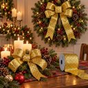 Ver imagem 7 de Fita Aramada Dourada Decorativa 6,3cm x 9,14m para Laços e Natal