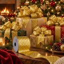 Ver mais imagens de Fita Aramada Dourada Decorativa 6,3cm x 9,14m para Laços e Natal