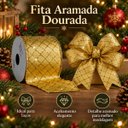 Ver imagem 2 de Fita Aramada Dourada Decorativa 6,3cm x 9,14m para Laços e Natal