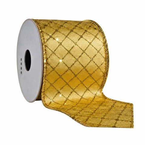 Fita Aramada Dourada Decorativa 6,3cm x 9,14m para Laços e Natal