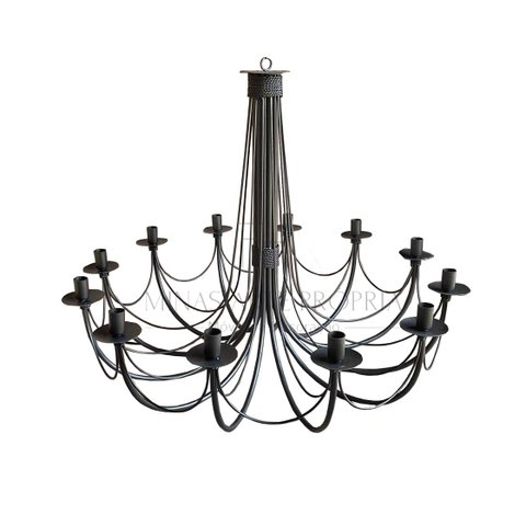 Lustre grande Luminária Ferro Teto Rústica Aramado 12 Bocais pé direito alto salão festas cozinha sa