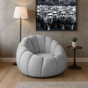 Ver imagem 1 de Poltrona Decoratica Orgânica Fixa Nuvem Veludo Cinza Claro- Loja Sheep