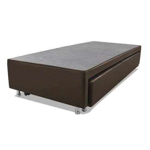 Cama Box Casal com Auxiliar Espuma Sintético Marrom 62x138x188