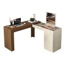 Ver imagem 6 de Escrivaninha Mesa Escritório Penteadeira de Canto 136x136cm com Espelho 1 Porta Star