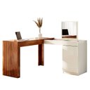 Ver imagem 2 de Escrivaninha Mesa Escritório Penteadeira de Canto com Espelho Star 1 Porta 136cm Off White Marrom