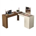 Ver imagem 7 de Escrivaninha Mesa Escritório Penteadeira de Canto com Espelho Star 1 Porta 136cm Off White Marrom