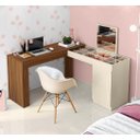 Ver imagem 1 de Escrivaninha Mesa Escritório Penteadeira de Canto 136x136cm com Espelho 1 Porta Star