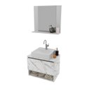 Ver imagem 1 de Kit Lavabo com Espelho e Cuba Mármore Branco Tecno Mobili