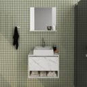 Ver imagem 2 de Kit Lavabo com Espelho e Cuba Mármore Branco Tecno Mobili