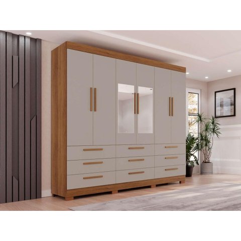 Roupeiro Salleto Dinamarca c/ Pés MDP L 1,80X a 2,23 (Cinamomo /Off)