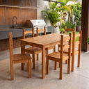 Ver imagem 1 de Conjunto Mesa de Jantar 6 Lugares com 6 Cadeiras Madeira Maciça Rubi Amarelo/Mel